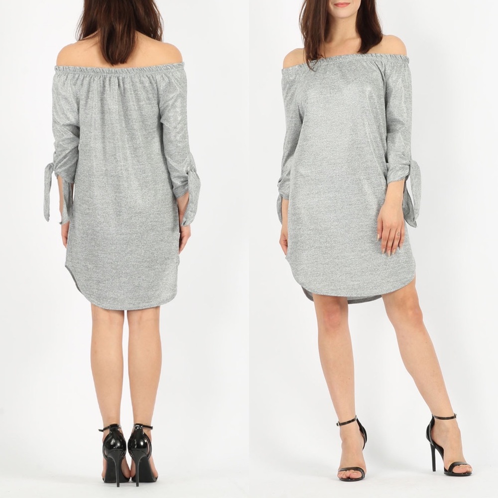 Off the Shoulder Knit Sweater Dress - Picture 3 of 15